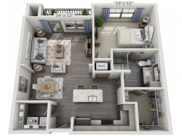 Floor plans are artist’s rendering. All dimensions are approximate. Actual product and specifications may vary in dimension or detail. Not all features are available in every apartment. Prices and availability are subject to change. - A2