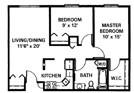 2BR/1BA - 2 Bedroom (Small)