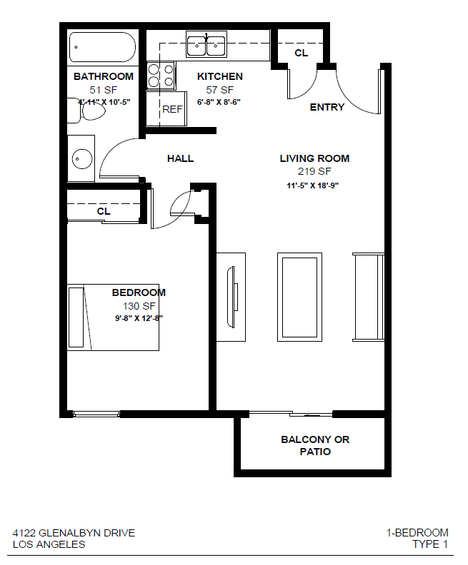 Floor Plan - One Bedroom