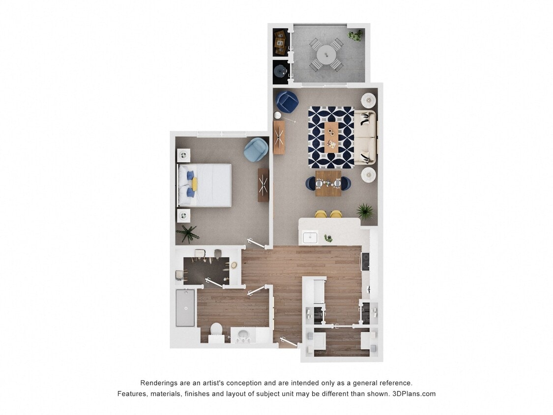 Floor Plan - One Bedroom - Miller
