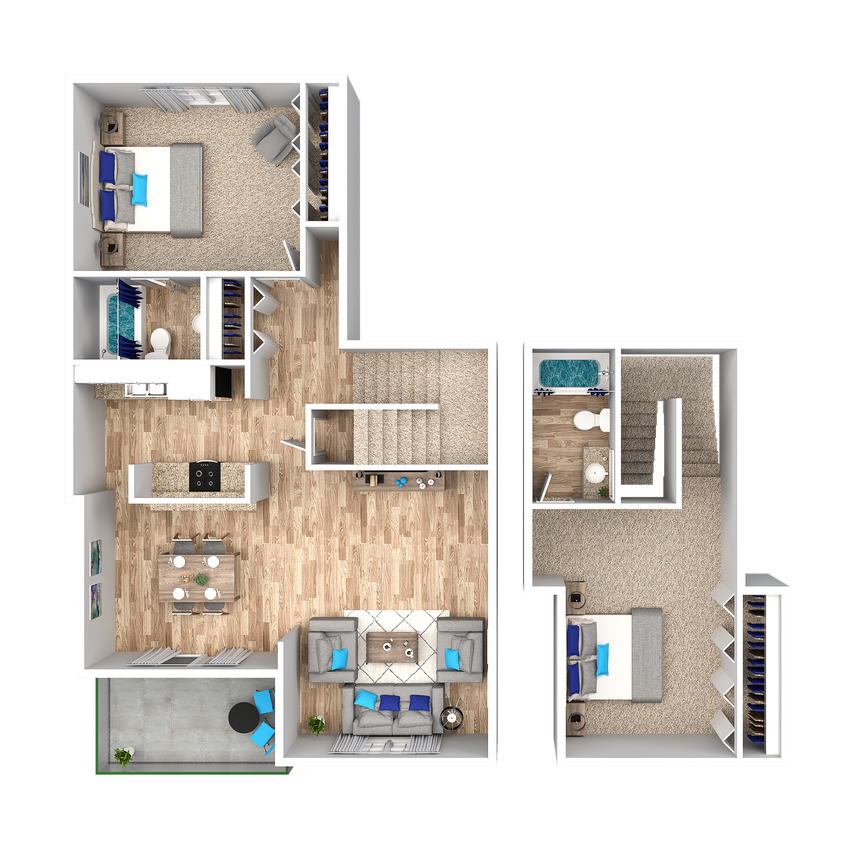 2B2BA - Two Bedroom Two Bathroom Loft