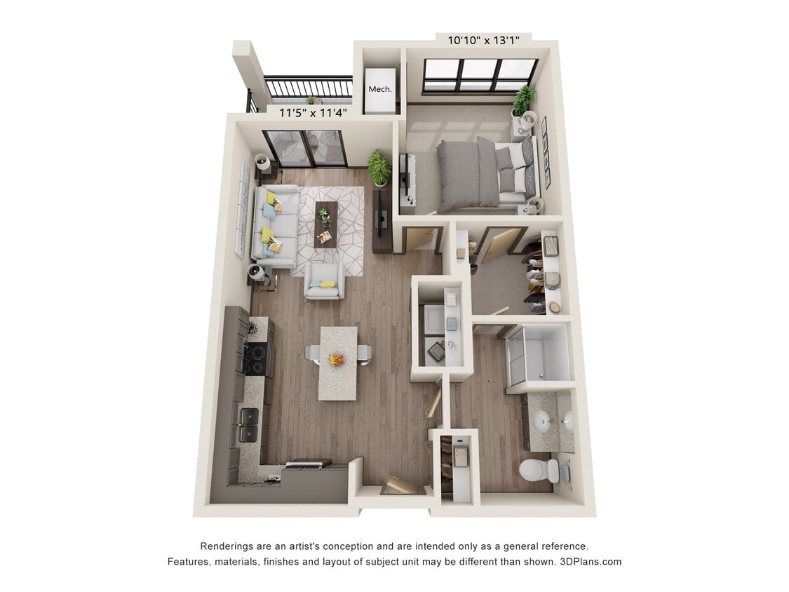 Floor Plan - 1 Bed / 1 Bath