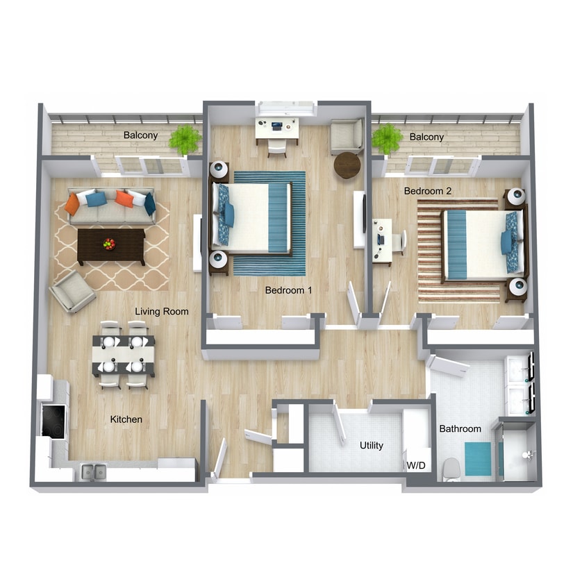 Floor Plan - The Dunes - Two Bedroom