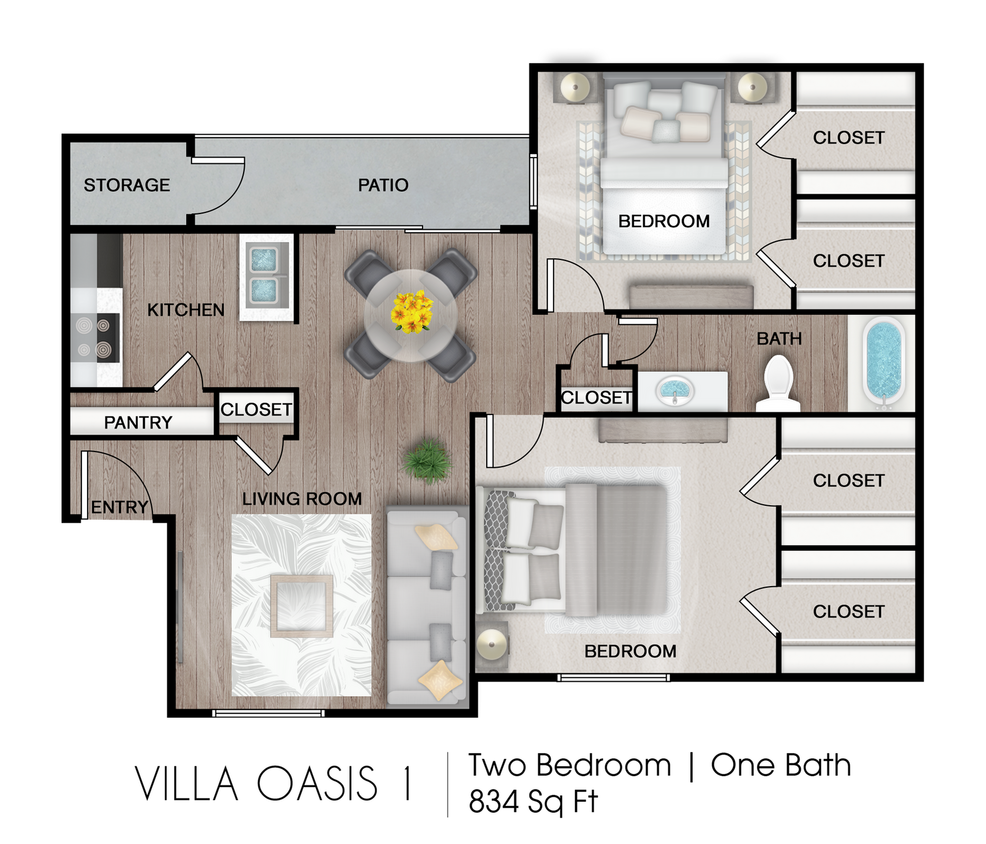 B1 - 2x1 - 834 sqft (2x1A-R) - B1