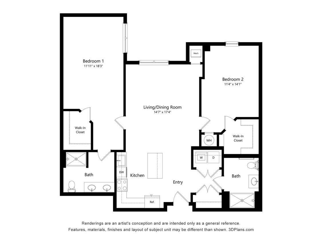 Floor Plan - B5.1-Two Bed, Two Bath