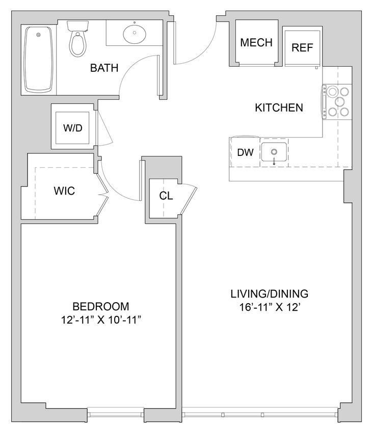 Floor Plan - 1 Bed_1 Bath-A2_1BR_B