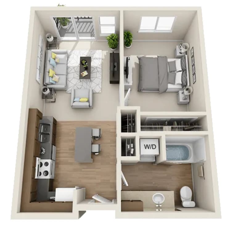 596-700 SQ FT - 1x1 - B1