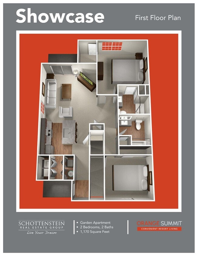 Showcase 2BR, 2BA, 1,170sf (1st Floor) - Showcase