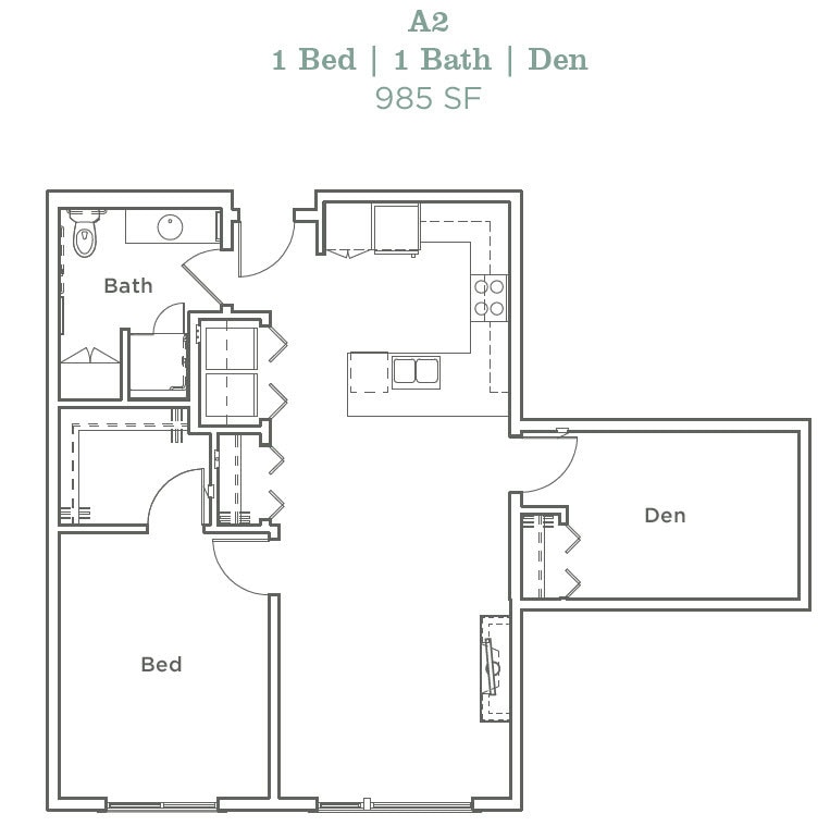 Floor Plan - One Bedroom Den A2