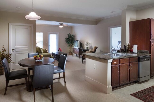 Kitchen, dining, and lounge in one space - The Lodge at BridgeMill Rental