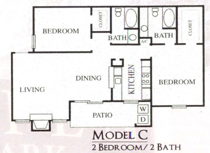 2BR/2BA - 2BR, 2BTH - C