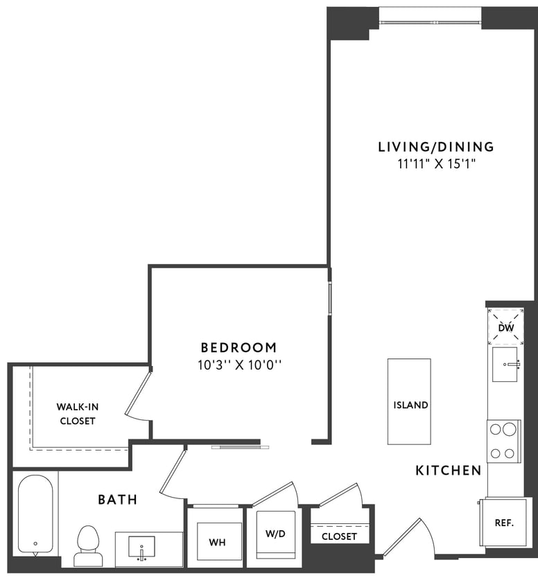 Floor Plan - 1 Bed 1 Bath A11A