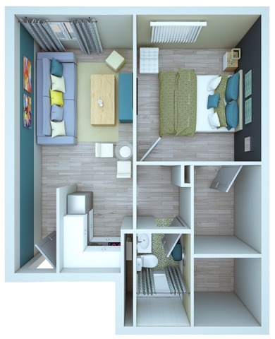 1 Bedroom E - 1 Bedroom E