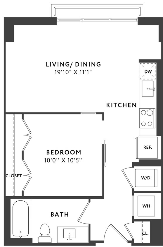 Floor Plan - 1 Bed 1 Bath E08