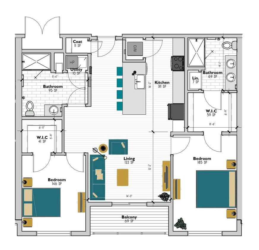 The Cambridge - Two Bedroom Two Bathroom - Cambridge