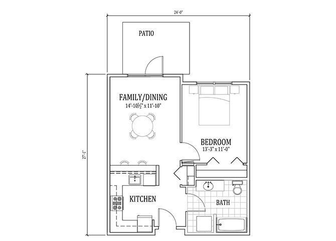 Floor Plan - 1 Bed, 1 Bath A1