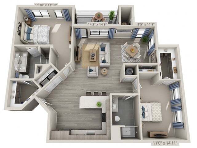 Floor plans are artist’s rendering. All dimensions are approximate. Actual product and specifications may vary in dimension or detail. Not all features are available in every apartment. Prices and availability are subject to change. - C4