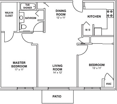 2BR/1BA - C1 & C2 - 2 Bedroom, 1 Bath