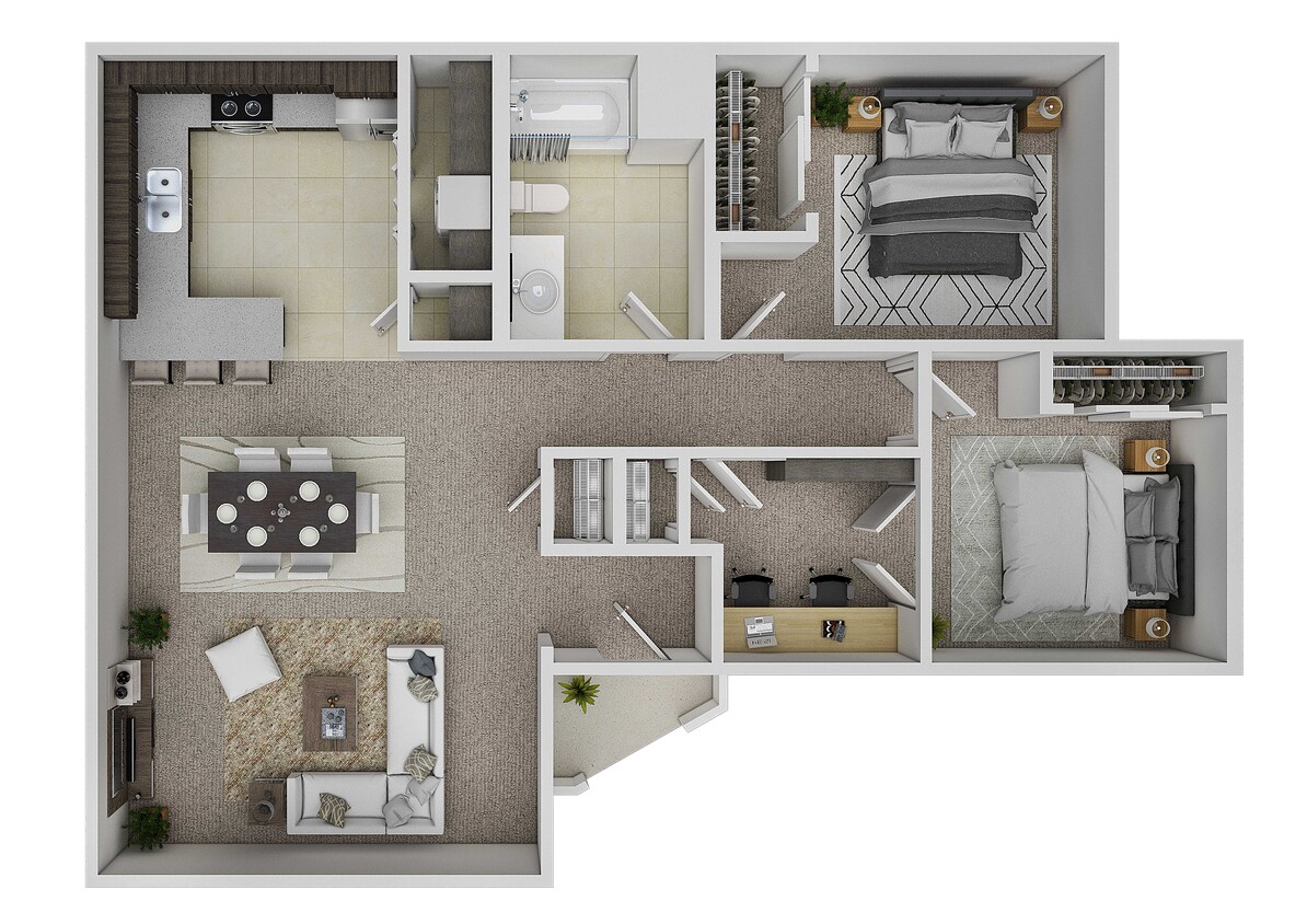 Floor Plan - Two Bed One Bath with Den