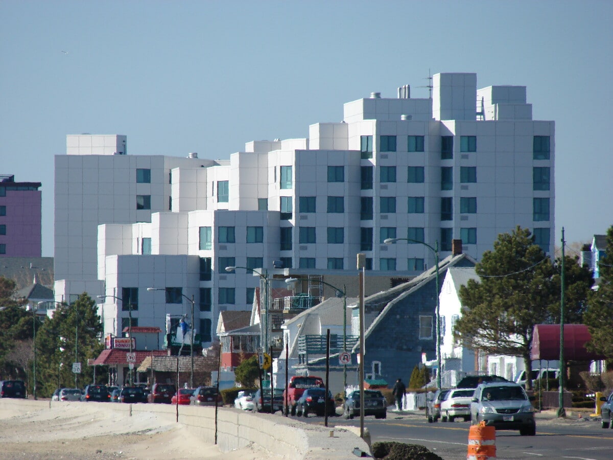 View from the north - Jack Satter House Apartments