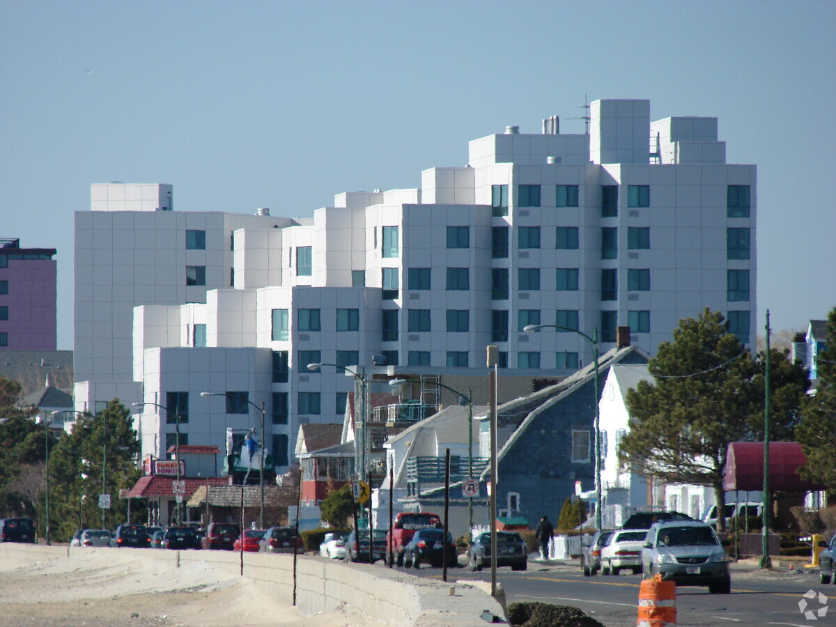 View from the north - Jack Satter House Apartments