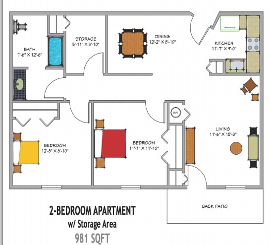 2BR/1BA - 2 Bedroom 1 Bathroom