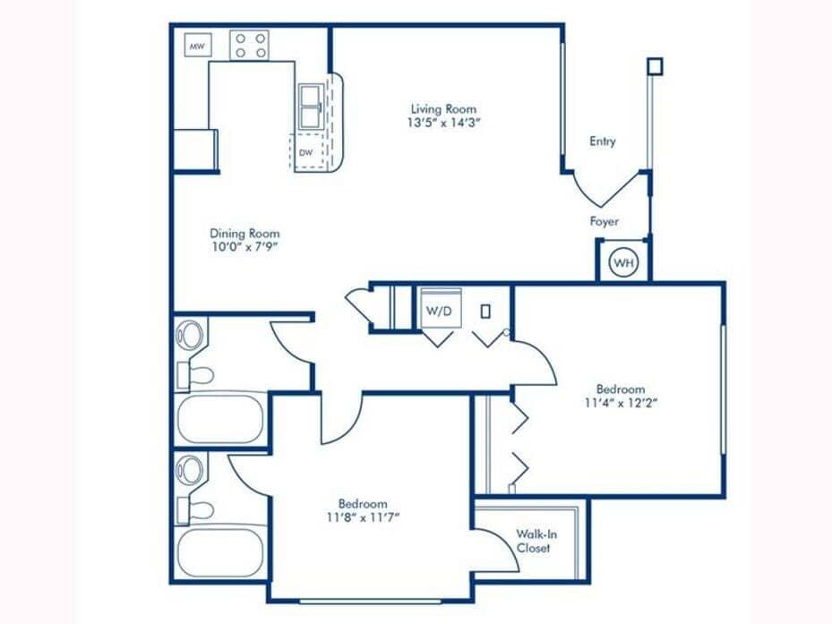 Floor Plan - 2 Bedroom 2 Bathroom