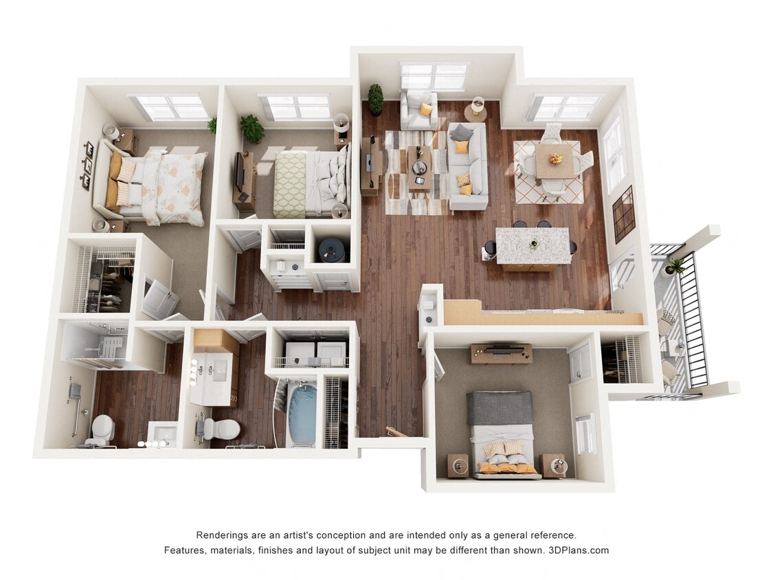 Floor Plan - Three Bedroom C1 (Wheelchair Accessible)