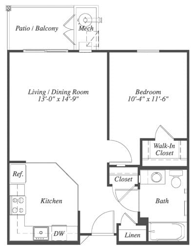 Floor Plan - 1 Bedroom