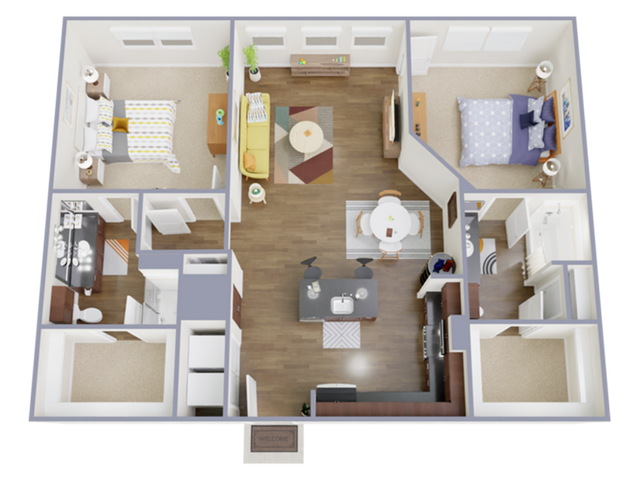2 Bedroom, 2 Bathroom - 2 Bed, 2 Bath