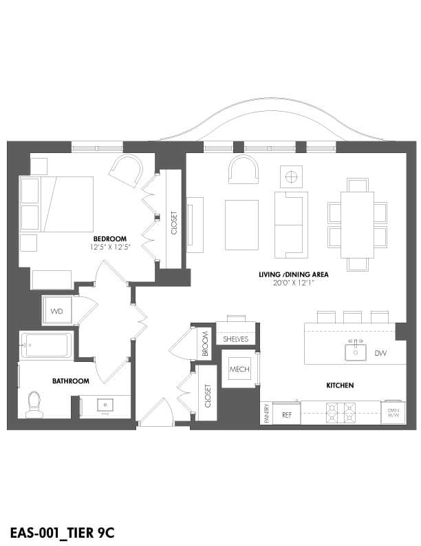 Floor Plan - 1 Bed/1 Bath