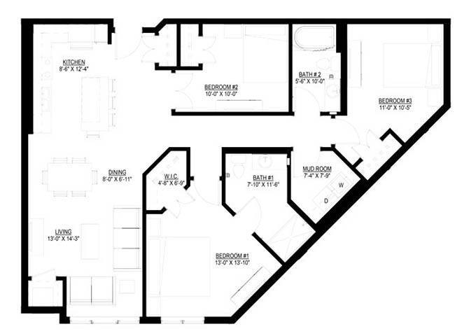 Floor Plan - Three Bedroom - A