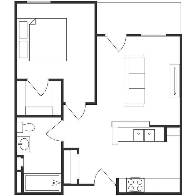 Floor Plan - One Bedroom One Bathroom