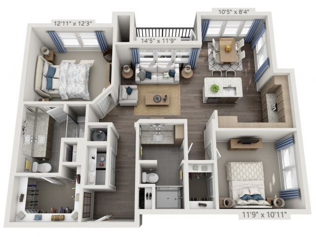Floor plans are artist’s rendering. All dimensions are approximate. Actual product and specifications may vary in dimension or detail. Not all features are available in every apartment. Prices and availability are subject to change. - B2