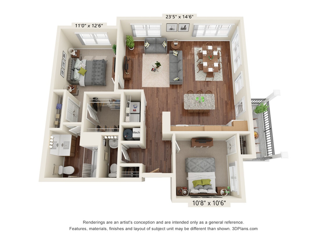 Floor Plan - Two Bedrooms - B4