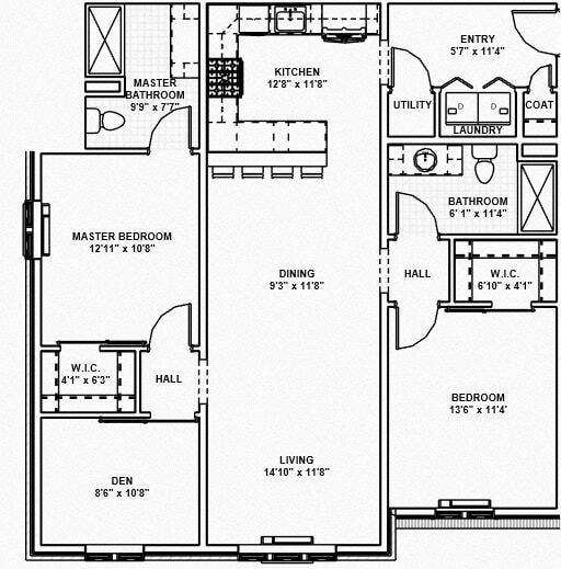 Floor Plan - 7 - 2 Bed, 2 Bath, 1 Den