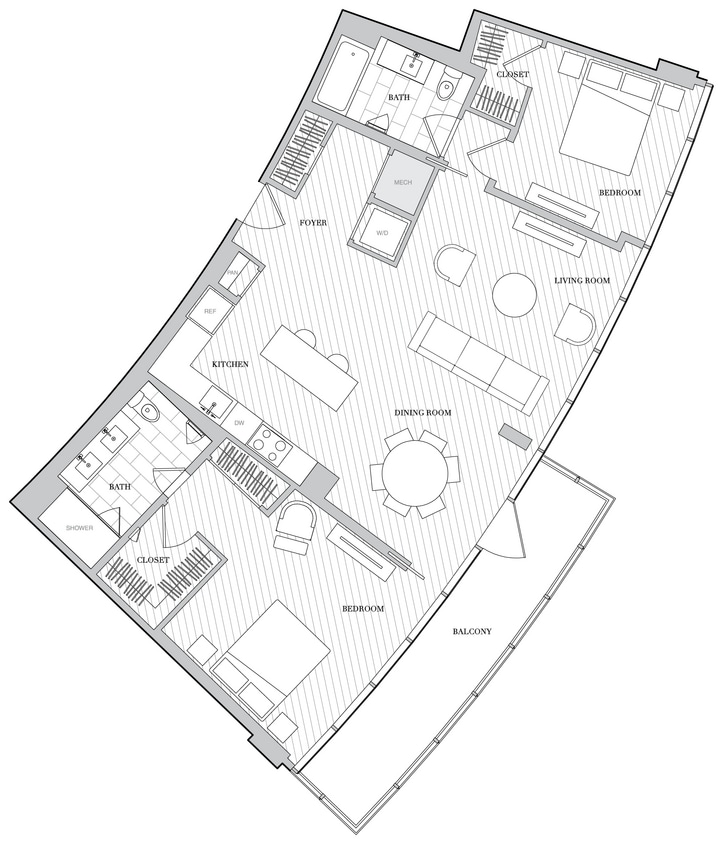 Floor Plan - 2 Bed 2 Bath B2E
