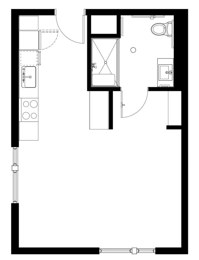 Floor Plan - Studio 1 Bath S2