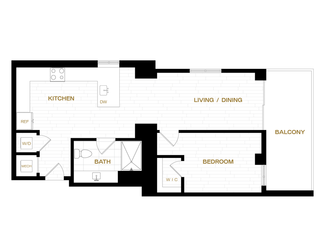 Floor Plan - 1 Bed/1 Bath-A3
