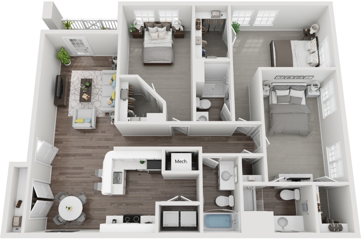 Floor Plan - The Charleston 3 Bedroom 3 Bath Renovated