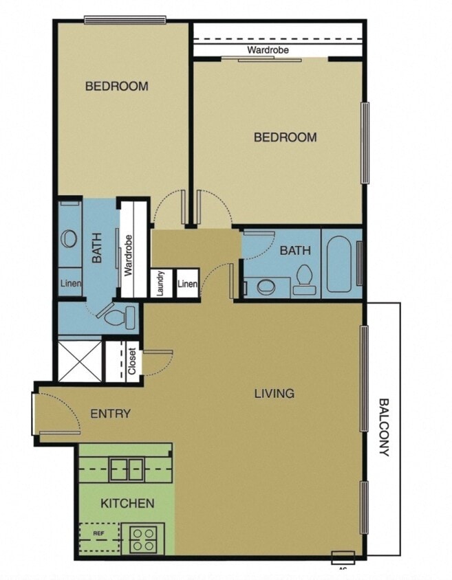 Floor Plan - 2 Bedroom 2 Bathroom