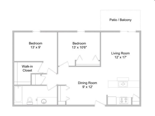 2BR/1BA - 2 Bedroom