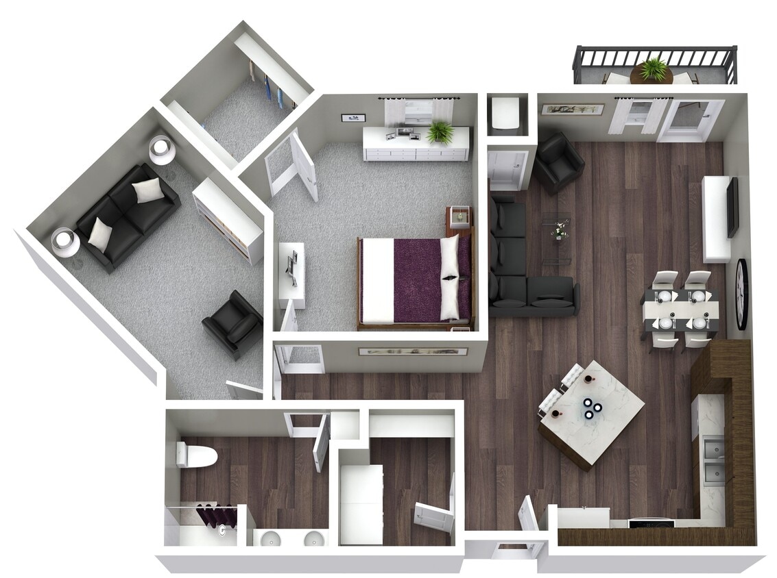 Floor Plan - 1 bedroom 1 bathroom plus den