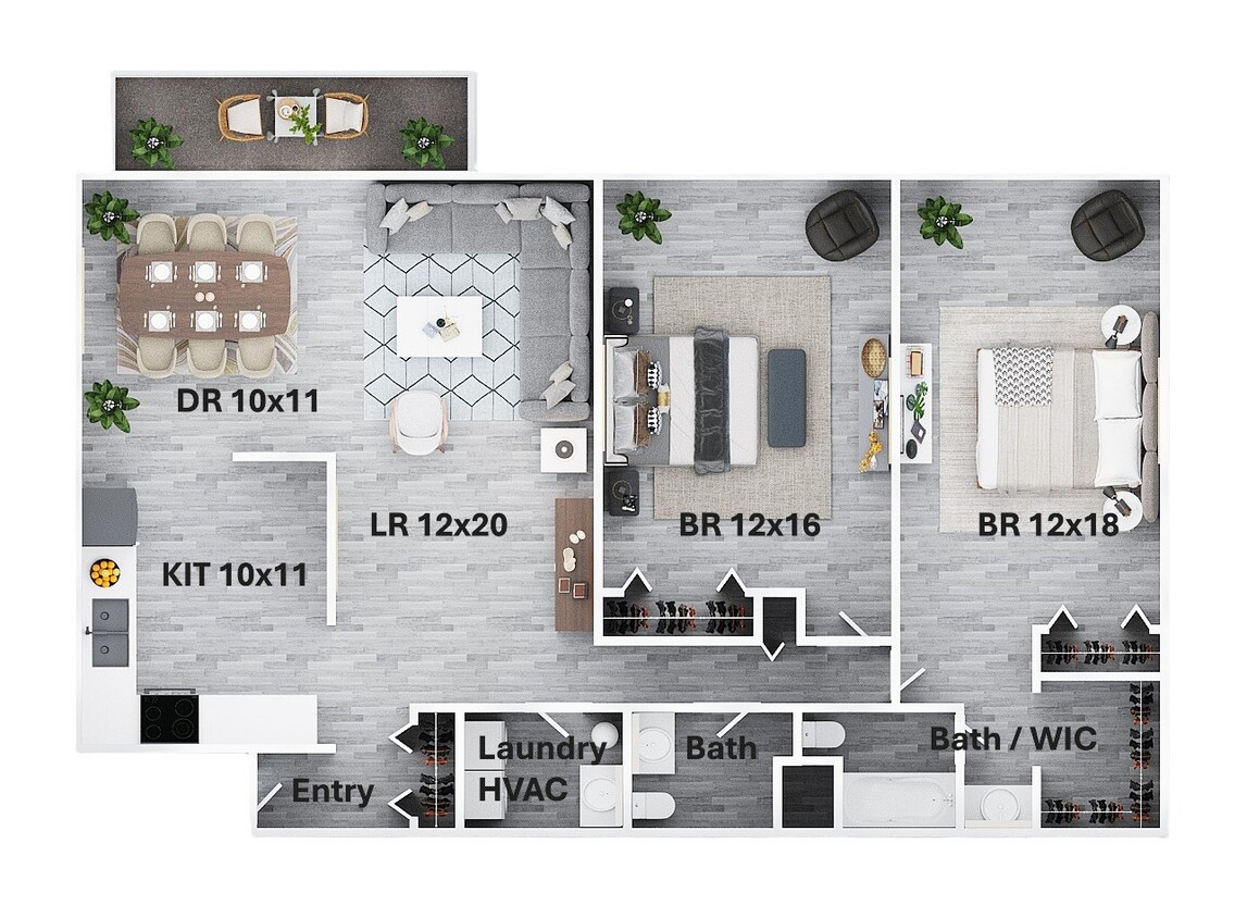 Floor Plan - Two Bedroom Two Bath