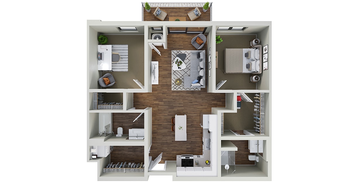 Floor Plan - Goldenrod - 2 Bedroom 2 Bath (C)