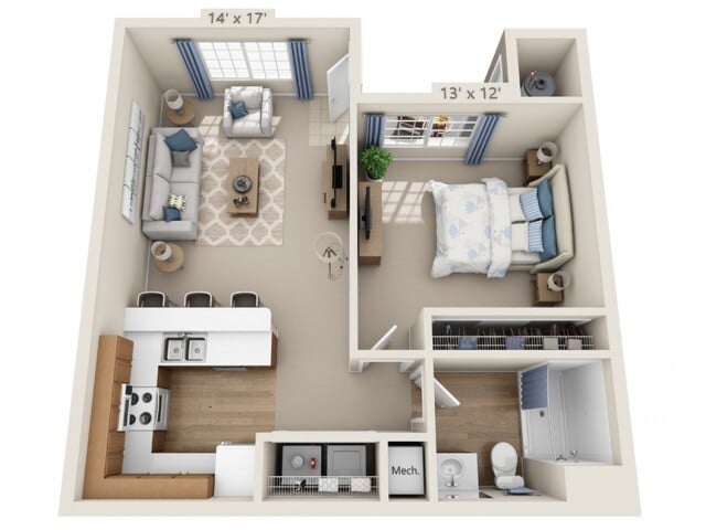 Floor plans are artist’s rendering. All dimensions are approximate. Actual product and specifications may vary in dimension or detail. Not all features are available in every apartment. Prices and availability are subject to change. - Taylor