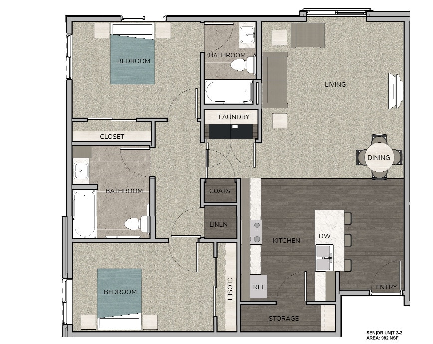 Floor Plan - 2 Bedroom Market