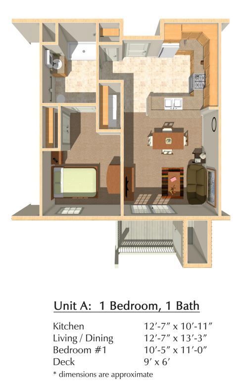 Floor Plan - 1 BR 1 BA