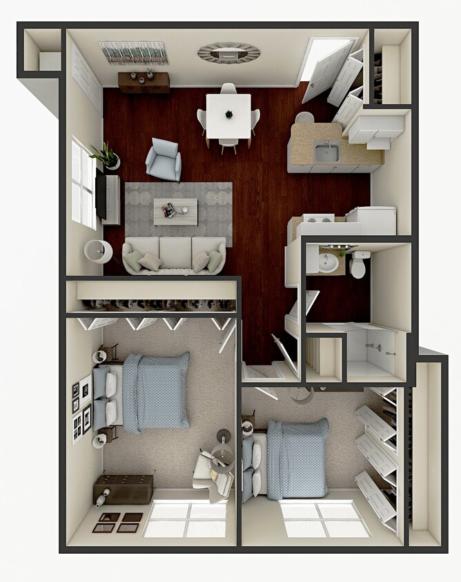 Floor Plan - 2BR / 1BA