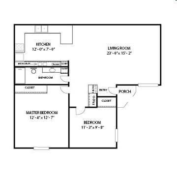 2BR/1BA - Two bedroom